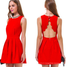 Vente chaude mode dos nu sans manches sexy robe de soirée rouge (50148)